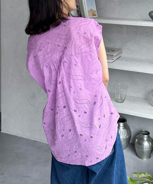 Doux archives（ドゥアルシーヴ）の「レースフレンチスリーブブラウス（シャツ/ブラウス・レディース・ピンク/ブラック/ホワイト・FREE）」の8枚目の写真