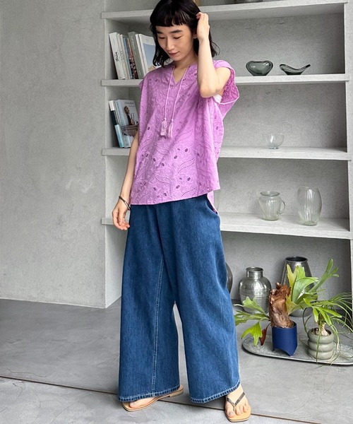 Doux archives（ドゥアルシーヴ）の「レースフレンチスリーブブラウス（シャツ/ブラウス・レディース・ピンク/ブラック/ホワイト・FREE）」の10枚目の写真