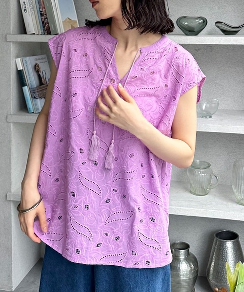 Doux archives（ドゥアルシーヴ）の「レースフレンチスリーブブラウス（シャツ/ブラウス・レディース・ピンク/ブラック/ホワイト・FREE）」の7枚目の写真