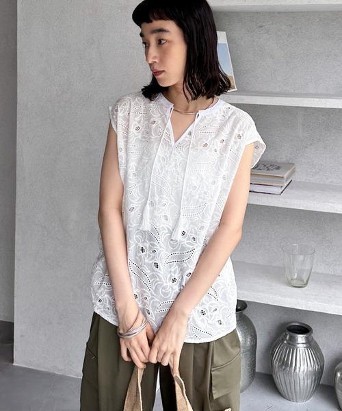 Doux archives（ドゥアルシーヴ）の「レースフレンチスリーブブラウス（シャツ/ブラウス・レディース・ピンク/ブラック/ホワイト・FREE）」の14枚目の写真