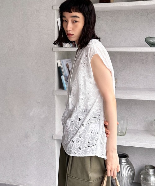 Doux archives（ドゥアルシーヴ）の「レースフレンチスリーブブラウス（シャツ/ブラウス・レディース・ピンク/ブラック/ホワイト・FREE）」の15枚目の写真