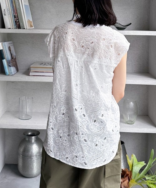 Doux archives（ドゥアルシーヴ）の「レースフレンチスリーブブラウス（シャツ/ブラウス・レディース・ピンク/ブラック/ホワイト・FREE）」の16枚目の写真