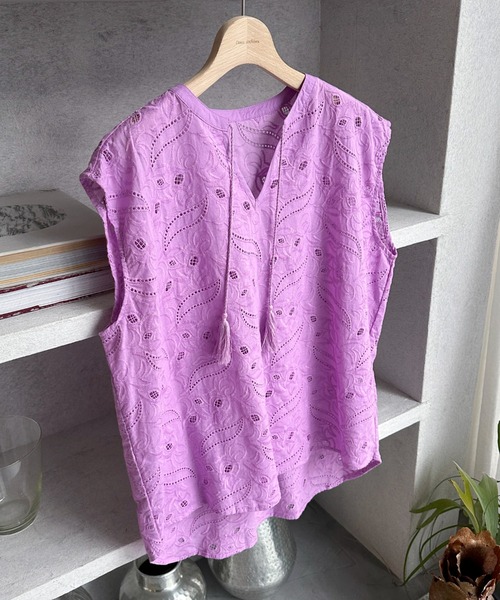 Doux archives（ドゥアルシーヴ）の「レースフレンチスリーブブラウス（シャツ/ブラウス・レディース・ピンク/ブラック/ホワイト・FREE）」の9枚目の写真