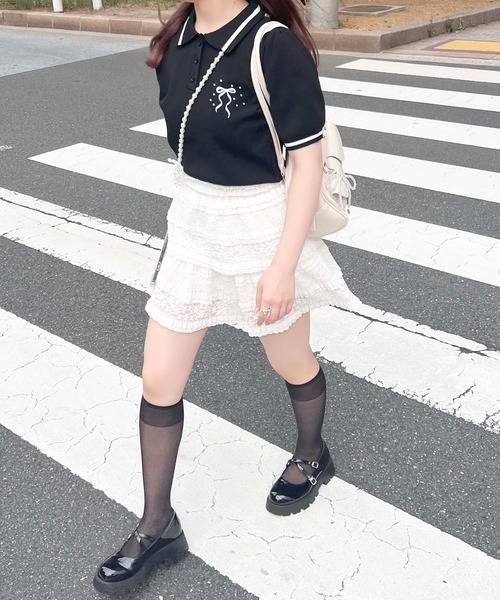 apres jour(アプレジュール)の「バレエ刺繍ポロニット【ZOZOTOWN限定アイテム】(ニット/セーター・レディース・ブラック系その他/オフホワイト/ネイビー/ブラック・フリー/X-LARGE)」の9枚目の写真