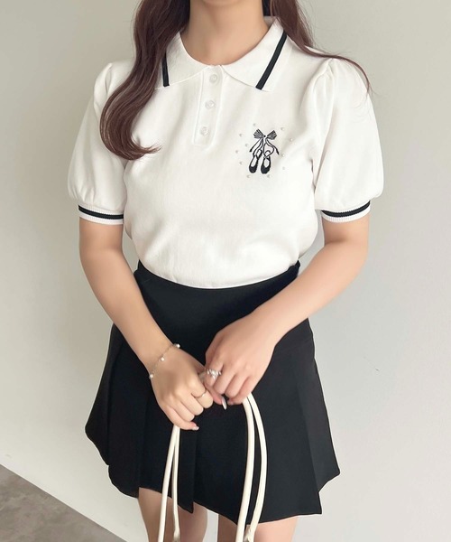 apres jour(アプレジュール)の「バレエ刺繍ポロニット【ZOZOTOWN限定アイテム】(ニット/セーター・レディース・ブラック系その他/オフホワイト/ネイビー/ブラック・フリー/X-LARGE)」の14枚目の写真