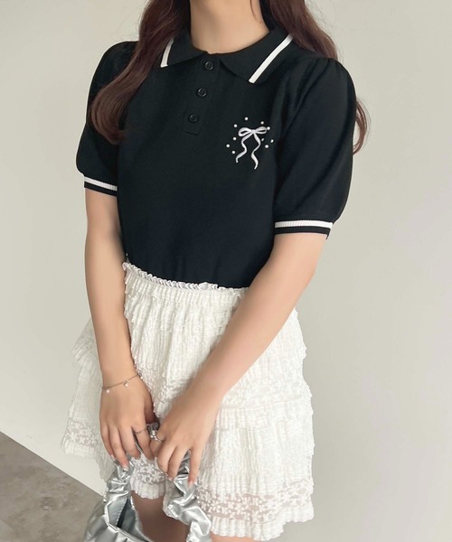 apres jour(アプレジュール)の「バレエ刺繍ポロニット【ZOZOTOWN限定アイテム】(ニット/セーター・レディース・ブラック系その他/オフホワイト/ネイビー/ブラック・フリー/X-LARGE)」の8枚目の写真