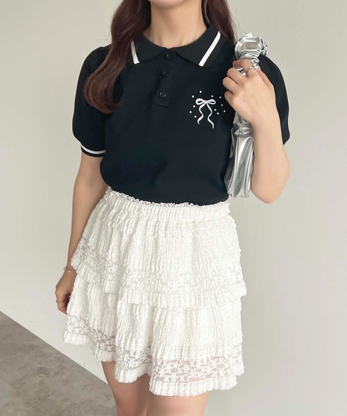 apres jour(アプレジュール)の「バレエ刺繍ポロニット【ZOZOTOWN限定アイテム】(ニット/セーター・レディース・ブラック系その他/オフホワイト/ネイビー/ブラック・フリー/X-LARGE)」の7枚目の写真