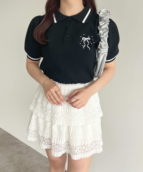 apres jour(アプレジュール)の「バレエ刺繍ポロニット【ZOZOTOWN限定アイテム】(ニット/セーター・レディース・ブラック系その他/オフホワイト/ネイビー/ブラック・フリー/X-LARGE)」の6枚目の写真