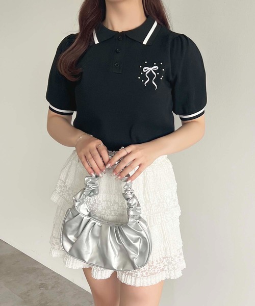 apres jour(アプレジュール)の「バレエ刺繍ポロニット【ZOZOTOWN限定アイテム】(ニット/セーター・レディース・ブラック系その他/オフホワイト/ネイビー/ブラック・フリー/X-LARGE)」の5枚目の写真