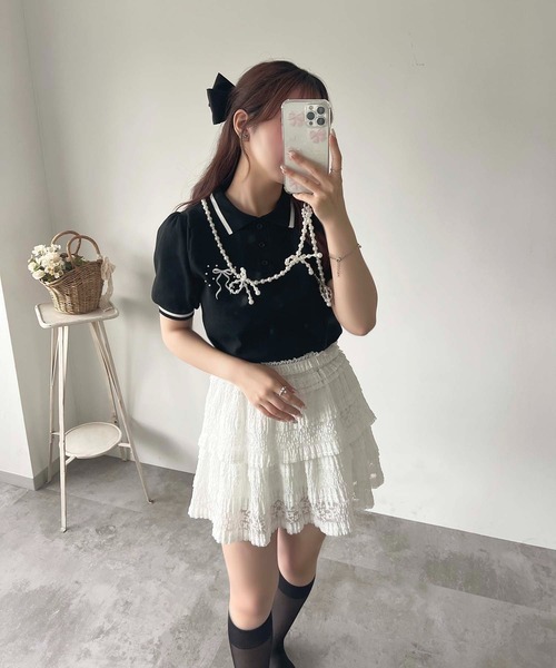 apres jour(アプレジュール)の「バレエ刺繍ポロニット【ZOZOTOWN限定アイテム】(ニット/セーター・レディース・ブラック系その他/オフホワイト/ネイビー/ブラック・フリー/X-LARGE)」の10枚目の写真