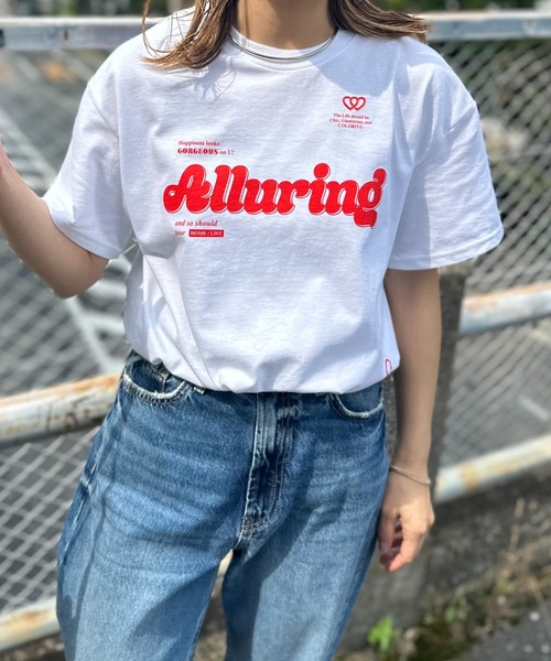 mi via loca(ミヴィアロカ)の「GILDAN ハート+Alluringロゴ半袖Tシャツ 【PT NO. MVL048 ※2A】(Tシャツ/カットソー・レディース・オフホワイト/ナチュラル/ブラック/サックスブルー・MEDIUM/LARGE)」の8枚目の写真