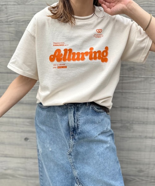 Amazon | [myuse] 春夏 レディース 半袖 tシャツ ロゴ プリント