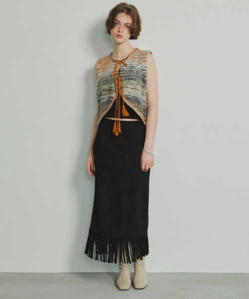 Unitage（ユニテージ）の「ブークレグラデーションニットベスト（ベスト・レディース・グレー/ブルー・FREE）」の11枚目の写真