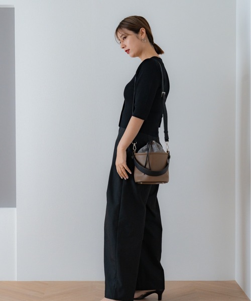Rename（リネーム）の「Rename 2way コンビ 巾着 トート ハンド ショルダーバッグ （ショルダーバッグ・レディース・モカ/ブラック系その他/アイボリー/ブラック・FREE）」の15枚目の写真