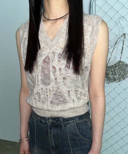 bita.(ビタ)の「ダメージシアーニットベスト(ベスト・レディース・ブラック/ベージュ・FREE)」の14枚目の写真
