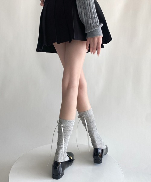 SHEPP（シープ）の「サテン バックリボン ソックス（ソックス/靴下・レディース・ブルー/グレー/チャコール/ブラック/ピンク/ホワイト・F）」の3枚目の写真