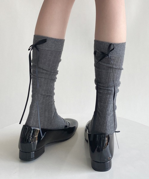 SHEPP（シープ）の「サテン バックリボン ソックス（ソックス/靴下・レディース・ブルー/グレー/チャコール/ブラック/ピンク/ホワイト・F）」の13枚目の写真