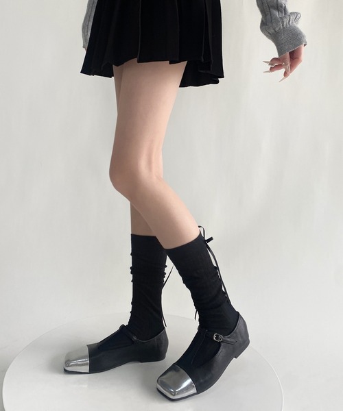 SHEPP（シープ）の「サテン バックリボン ソックス（ソックス/靴下・レディース・ブルー/グレー/チャコール/ブラック/ピンク/ホワイト・F）」の9枚目の写真