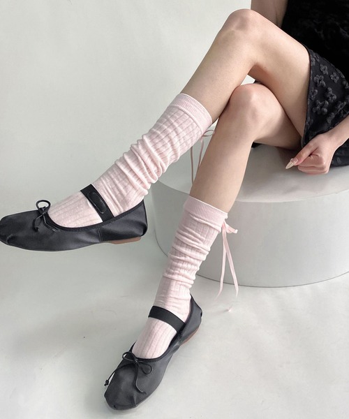 SHEPP（シープ）の「サテン バックリボン ソックス（ソックス/靴下・レディース・ブルー/グレー/チャコール/ブラック/ピンク/ホワイト・F）」の14枚目の写真