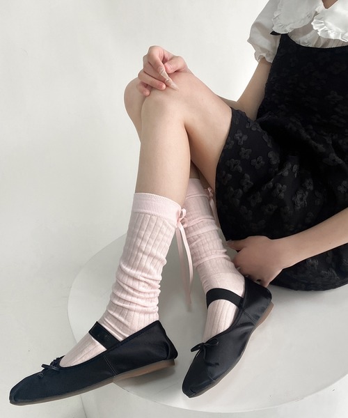 SHEPP（シープ）の「サテン バックリボン ソックス（ソックス/靴下・レディース・ブルー/グレー/チャコール/ブラック/ピンク/ホワイト・F）」の18枚目の写真