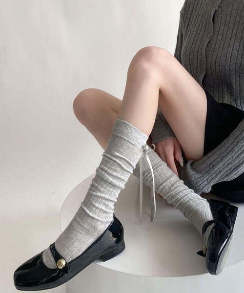 SHEPP（シープ）の「サテン バックリボン ソックス（ソックス/靴下・レディース・ブルー/グレー/チャコール/ブラック/ピンク/ホワイト・F）」の17枚目の写真