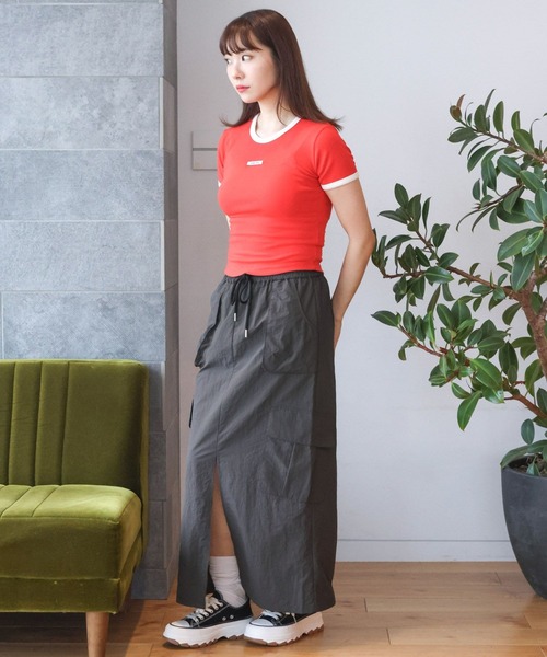 3.3 Field Trip （3.3フィールドトリップ）の「3.3 Field Trip／ナイロンカーゴロングスカート（スカート・レディース・チャコール/ブラック・FREE）」の12枚目の写真