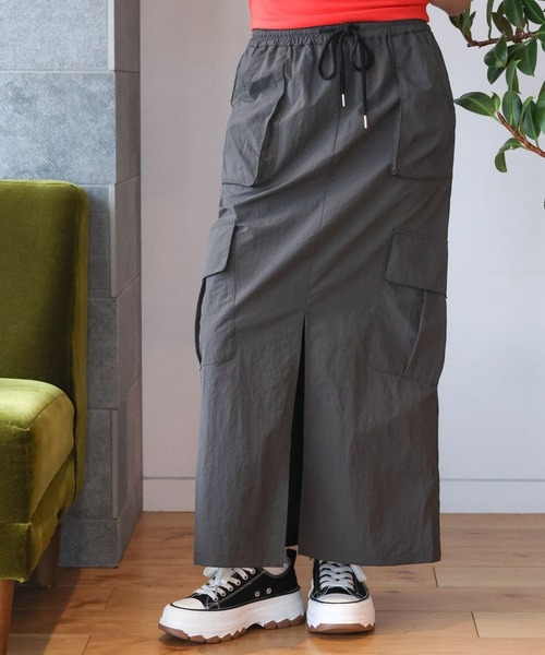 3.3 Field Trip （3.3フィールドトリップ）の「3.3 Field Trip／ナイロンカーゴロングスカート（スカート・レディース・チャコール/ブラック・FREE）」の15枚目の写真
