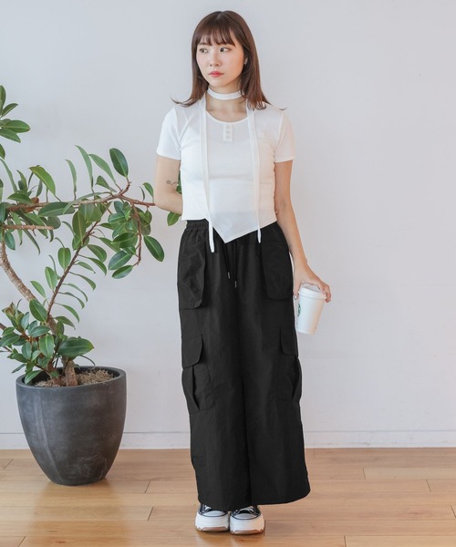 3.3 Field Trip （3.3フィールドトリップ）の「3.3 Field Trip／ナイロンカーゴロングスカート（スカート・レディース・チャコール/ブラック・FREE）」の19枚目の写真