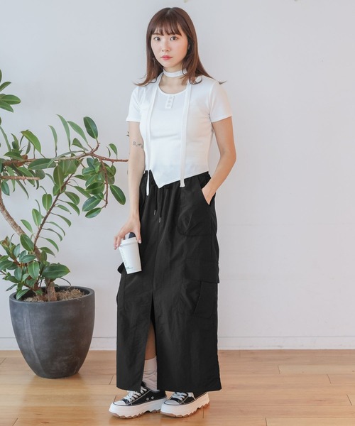 3.3 Field Trip （3.3フィールドトリップ）の「3.3 Field Trip／ナイロンカーゴロングスカート（スカート・レディース・チャコール/ブラック・FREE）」の20枚目の写真