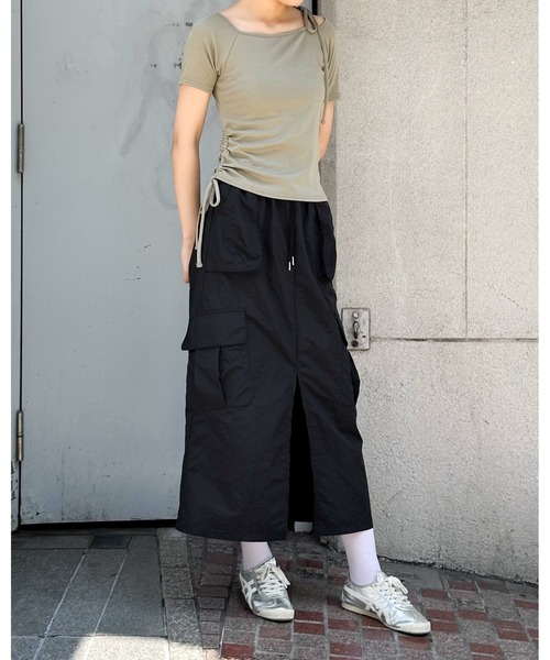 3.3 Field Trip （3.3フィールドトリップ）の「3.3 Field Trip／ナイロンカーゴロングスカート（スカート・レディース・チャコール/ブラック・FREE）」の5枚目の写真