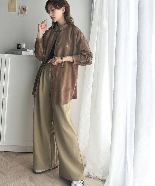 s*7様 OriginalCottonLongSleeveT-shirt OVY セール】洗練されたデザインで大人見え。綿100％ワンポイント胸刺繍先