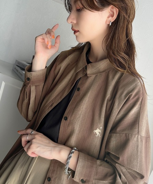 セール】洗練されたデザインで大人見え。綿100％ワンポイント胸刺繍先