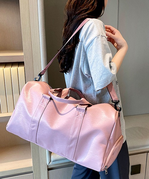 未使用級 VESSEL 2way ボストンバッグ レザー 37L 二段式 大容量 セール】【大容量・2WAY】ヴィーガンレザーシンプルボストンバッグ