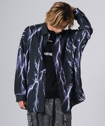 【REGIEVO】フラワープリントが決め手のドルマンスリーブシャツ ルーズシルエット