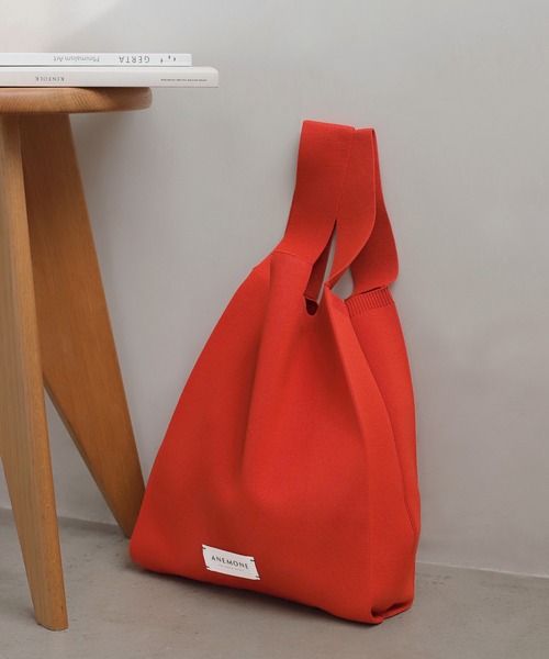 ANEMONE（アネモネ）の「シンプルニットトートバッグ[M]【動画あり】（トートバッグ・レディース・ターコイズブルー/ピンク/ダークグレー/オレンジ/ネイビー/アイボリー/ラベンダー/ブルー/O・FREE）」の9枚目の写真