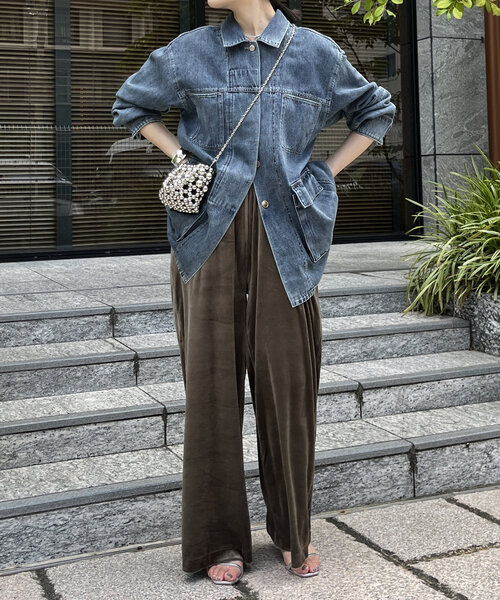 DouDou（ドゥドゥ）の「【WEB限定】デニムジャケット（デニムジャケット・レディース・ネイビー・FREE）」の2枚目の写真