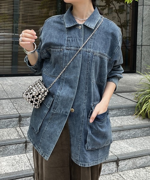 DouDou（ドゥドゥ）の「【WEB限定】デニムジャケット（デニムジャケット・レディース・ネイビー・FREE）」の9枚目の写真