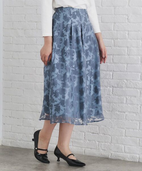 セール】オパール加工フラワーフレアスカート【洗濯機可】（スカート