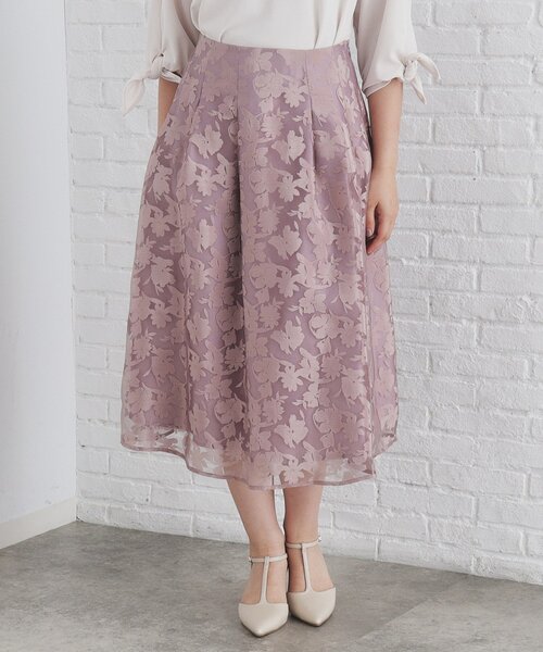 セール】オパール加工フラワーフレアスカート【洗濯機可】（スカート