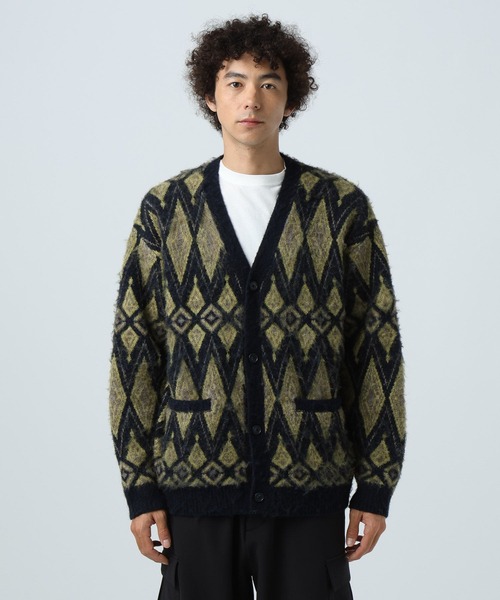 BAYFLOW（ベイフロー）の「7ゲージミックス柄ニットカーディガン（カーディガン/ボレロ・メンズ・グレー/ブラウン/イエロー・MEDIUM/LARGE）」の5枚目の写真