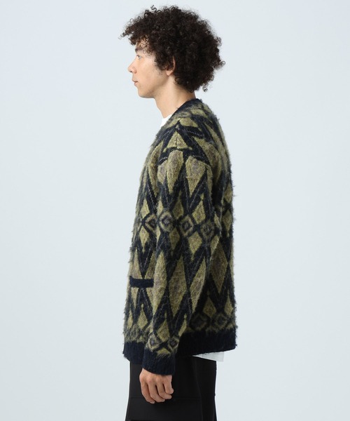 BAYFLOW（ベイフロー）の「7ゲージミックス柄ニットカーディガン（カーディガン/ボレロ・メンズ・グレー/ブラウン/イエロー・MEDIUM/LARGE）」の6枚目の写真