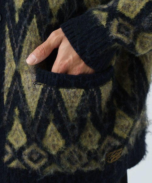 BAYFLOW（ベイフロー）の「7ゲージミックス柄ニットカーディガン（カーディガン/ボレロ・メンズ・グレー/ブラウン/イエロー・MEDIUM/LARGE）」の11枚目の写真