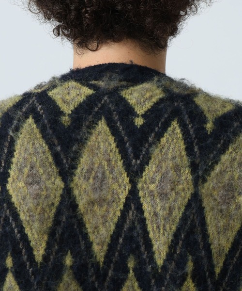 BAYFLOW（ベイフロー）の「7ゲージミックス柄ニットカーディガン（カーディガン/ボレロ・メンズ・グレー/ブラウン/イエロー・MEDIUM/LARGE）」の12枚目の写真