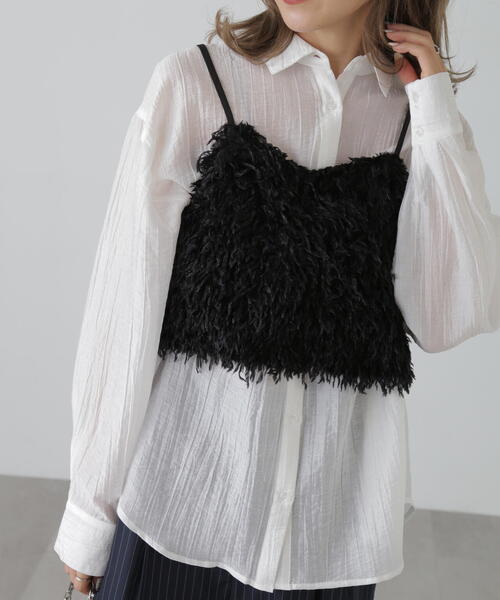 FREE'S MART(フリーズマート)の「テープヤーンキャミソールビスチェ(キャミソール・レディース・ブラック/ホワイト/グレー・FREE)」の1枚目の写真