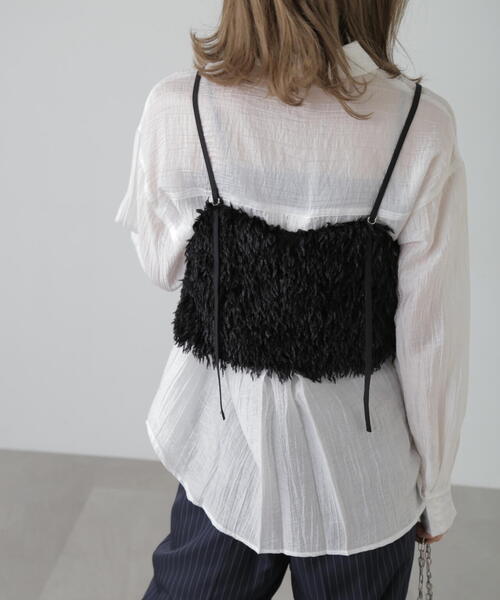 FREE'S MART(フリーズマート)の「テープヤーンキャミソールビスチェ(キャミソール・レディース・ブラック/ホワイト/グレー・FREE)」の5枚目の写真