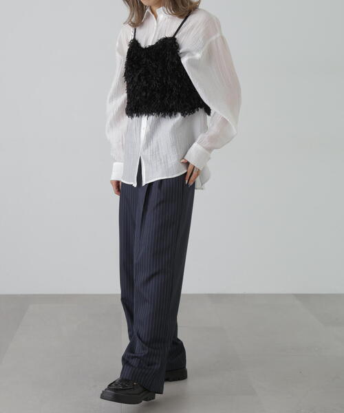 FREE'S MART(フリーズマート)の「テープヤーンキャミソールビスチェ(キャミソール・レディース・ブラック/ホワイト/グレー・FREE)」の7枚目の写真