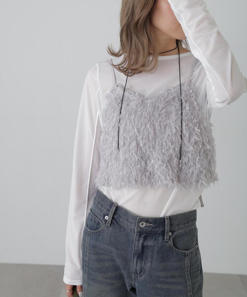 FREE'S MART(フリーズマート)の「テープヤーンキャミソールビスチェ(キャミソール・レディース・ブラック/ホワイト/グレー・FREE)」の14枚目の写真