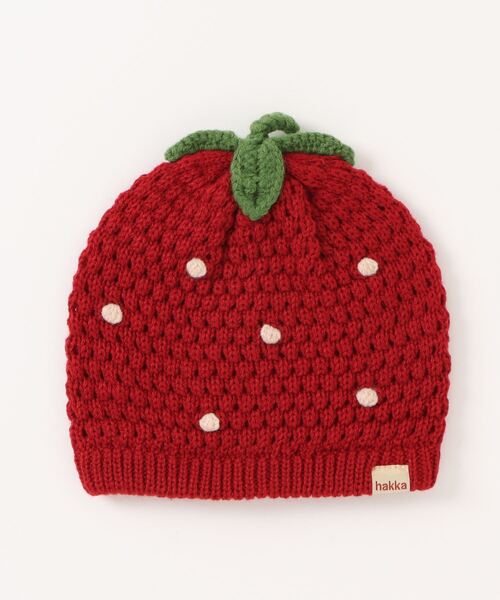 HAKKA BABY（ハッカベビー）の「[ベビー]フルーツモチーフニット帽（ニットキャップ/ビーニー・キッズ・レッド/ピンク/ボルドー/ライトグリーン・FREE）」の4枚目の写真