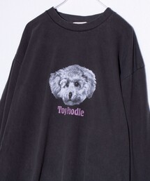 【GLOSTER/グロスター】DOG&CAT 犬猫プリント ピグメント プリントロンT 長袖Tシャツ