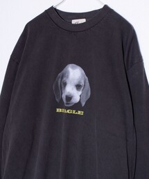 【GLOSTER/グロスター】DOG&CAT 犬猫プリント ピグメント プリントロンT 長袖Tシャツ